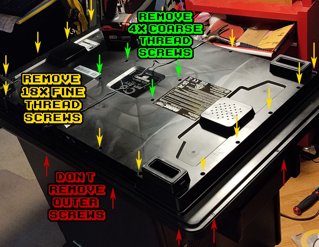 arcade1up infinity table disassembly screws